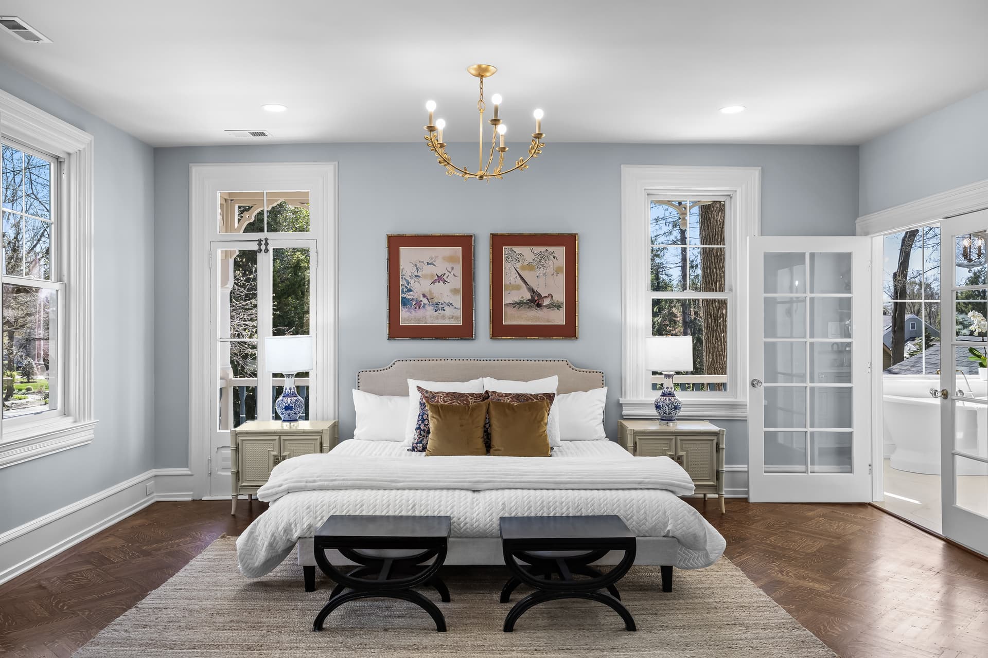 Guest bedroom with twin beds in a Moorestown home