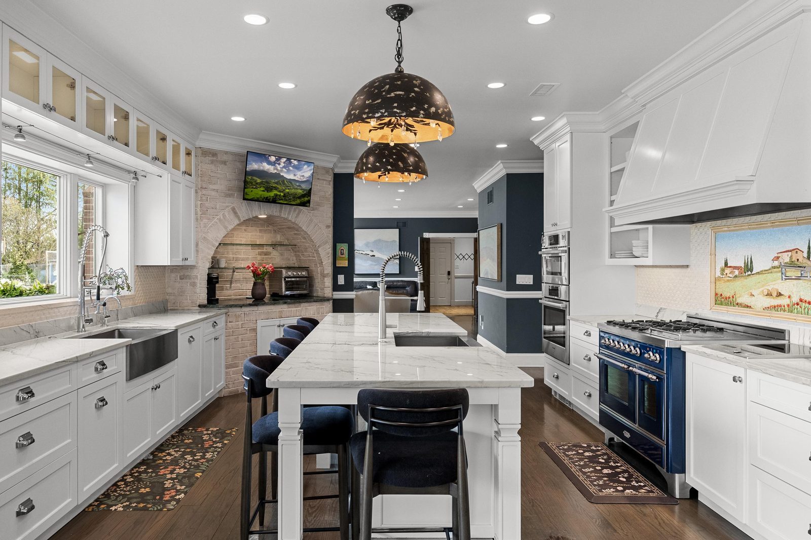 Chef's kitchen with marble island, Moorestown NJ