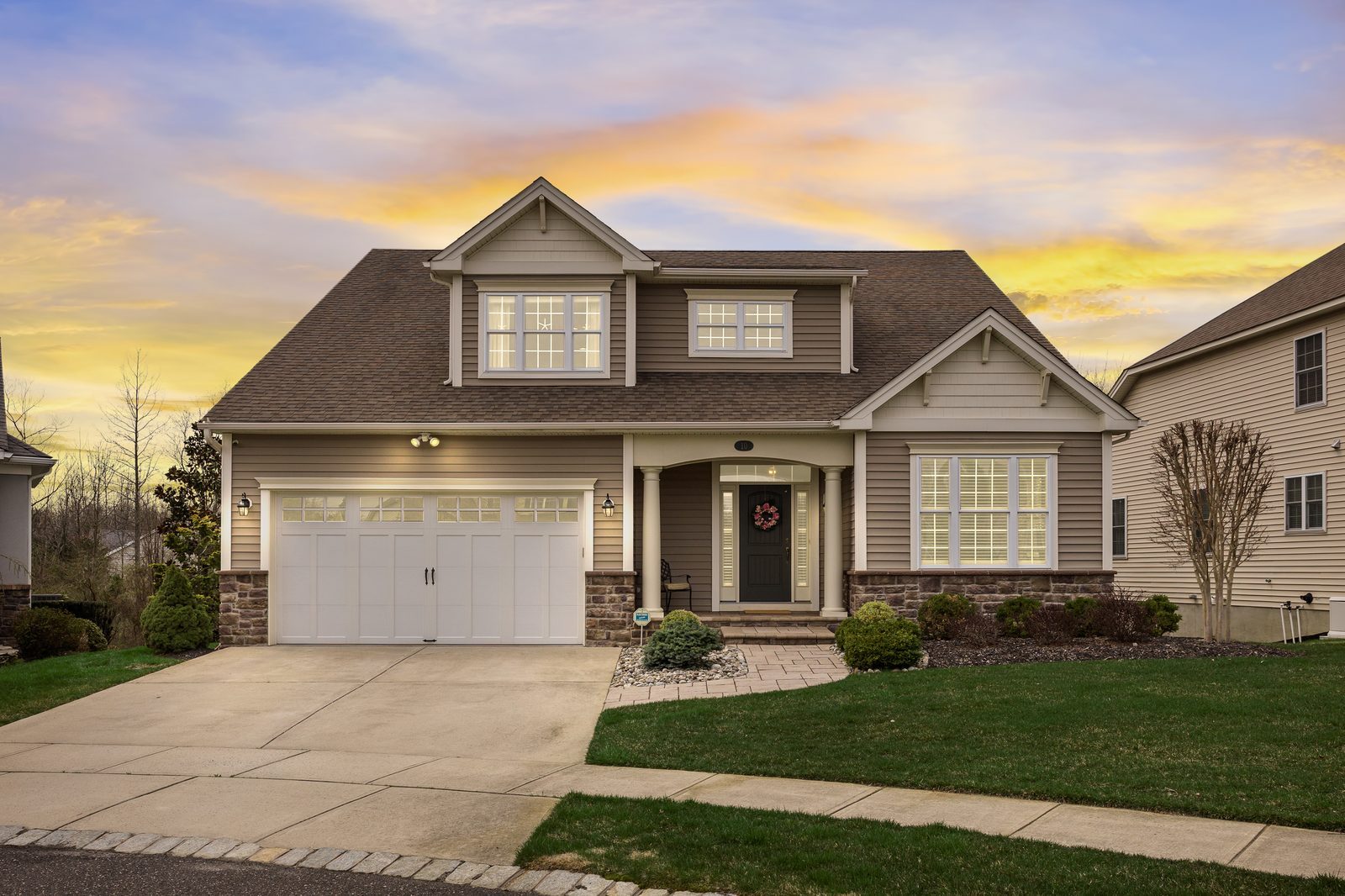 Twilight home exterior at dusk, South Jersey