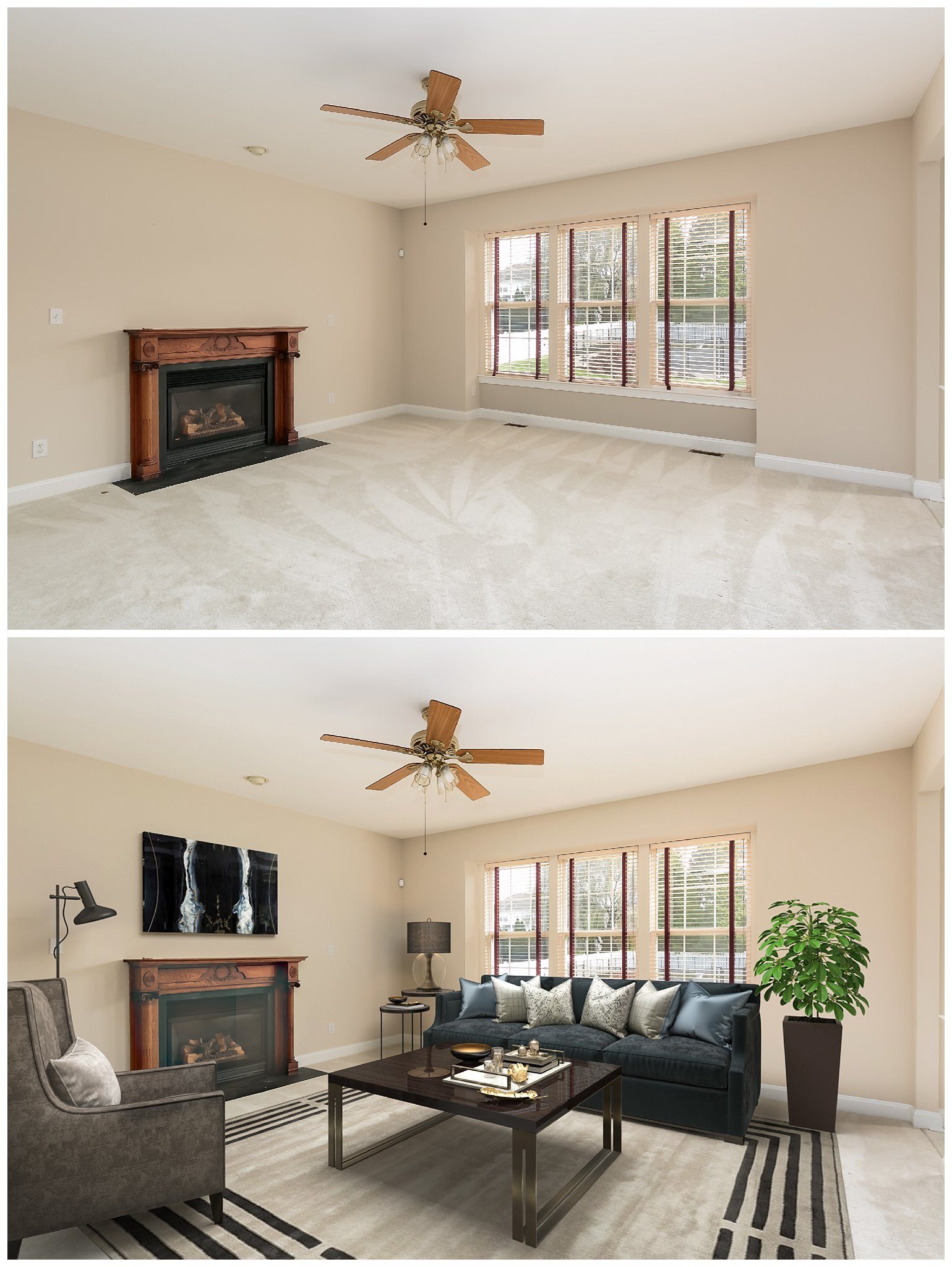 Virtual staging before and after, South Jersey
